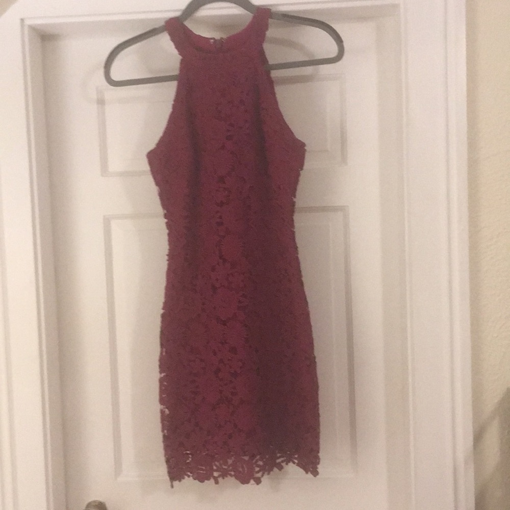 XS purple lace halter dress